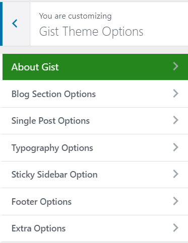 Gist Theme Options
