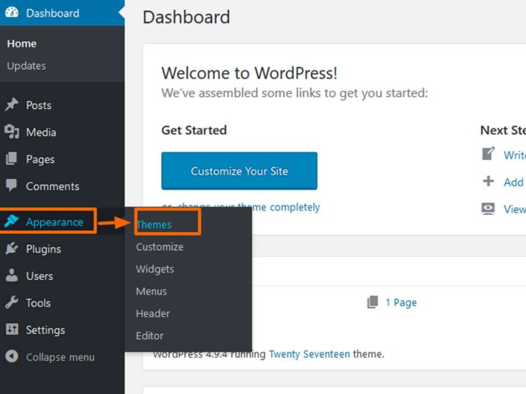 Install WordPress Theme Add New 