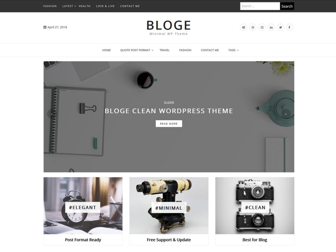 bloge free WordPress themes screenshot