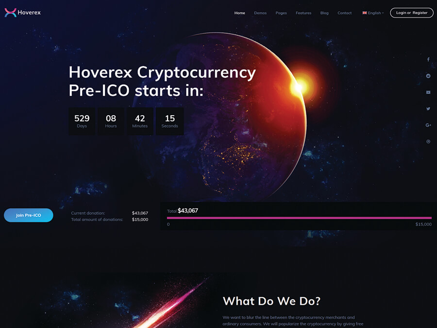 Hoverex Cryptocurrency & ICO WordPress Theme