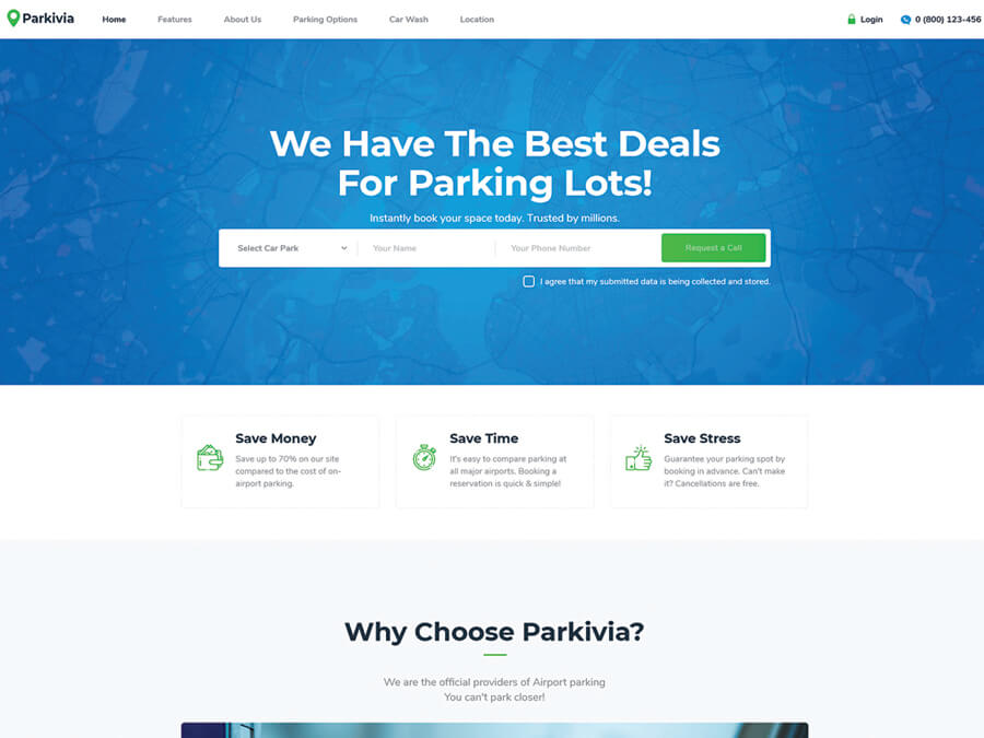 Parkivia Auto Parking & Car Maintenance WordPress Theme