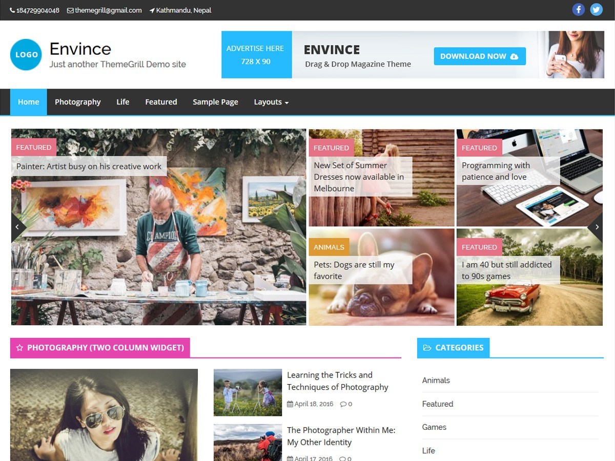 Envince Free WordPress Magazine Themes