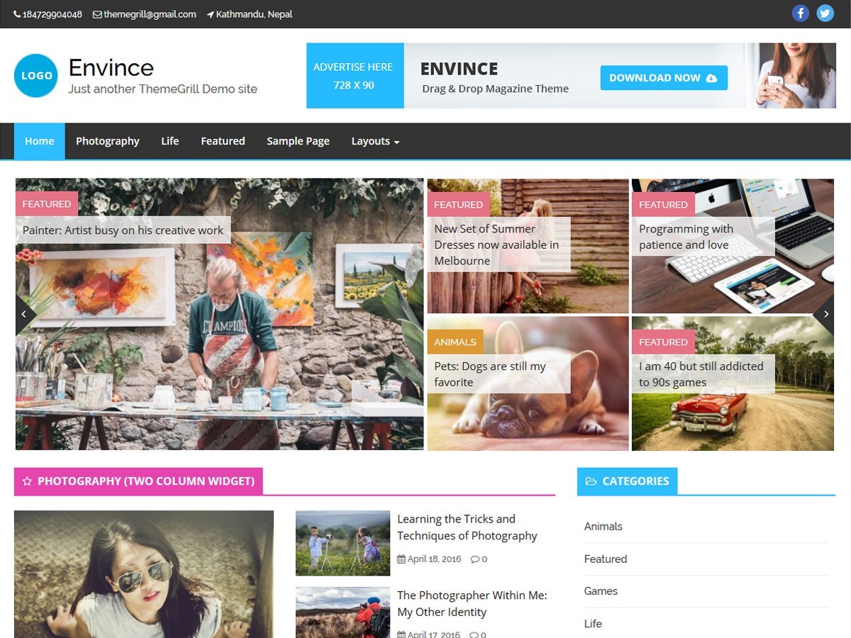15+ Free WordPress Magazine Themes for 2024 20 Envince Free WordPress Magazine Themes