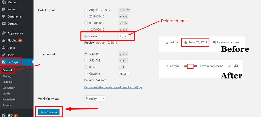 remove the date from WordPress posts