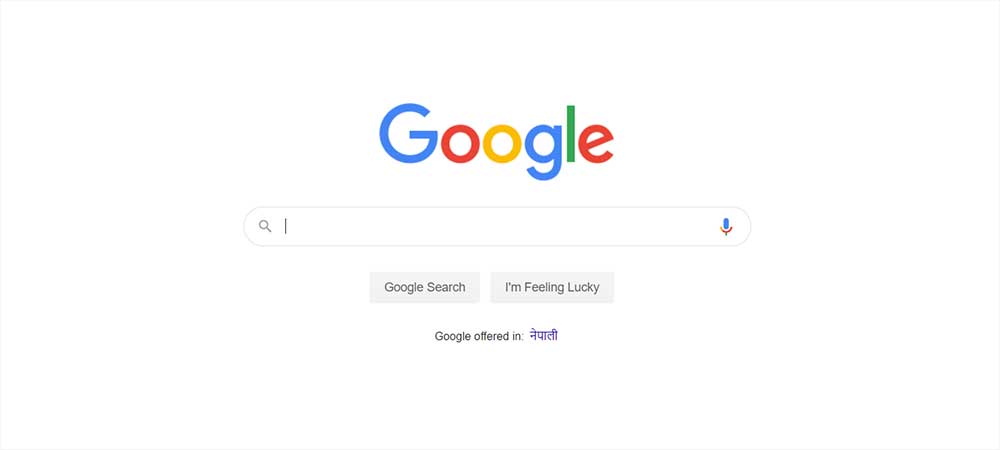 home page of google search engine