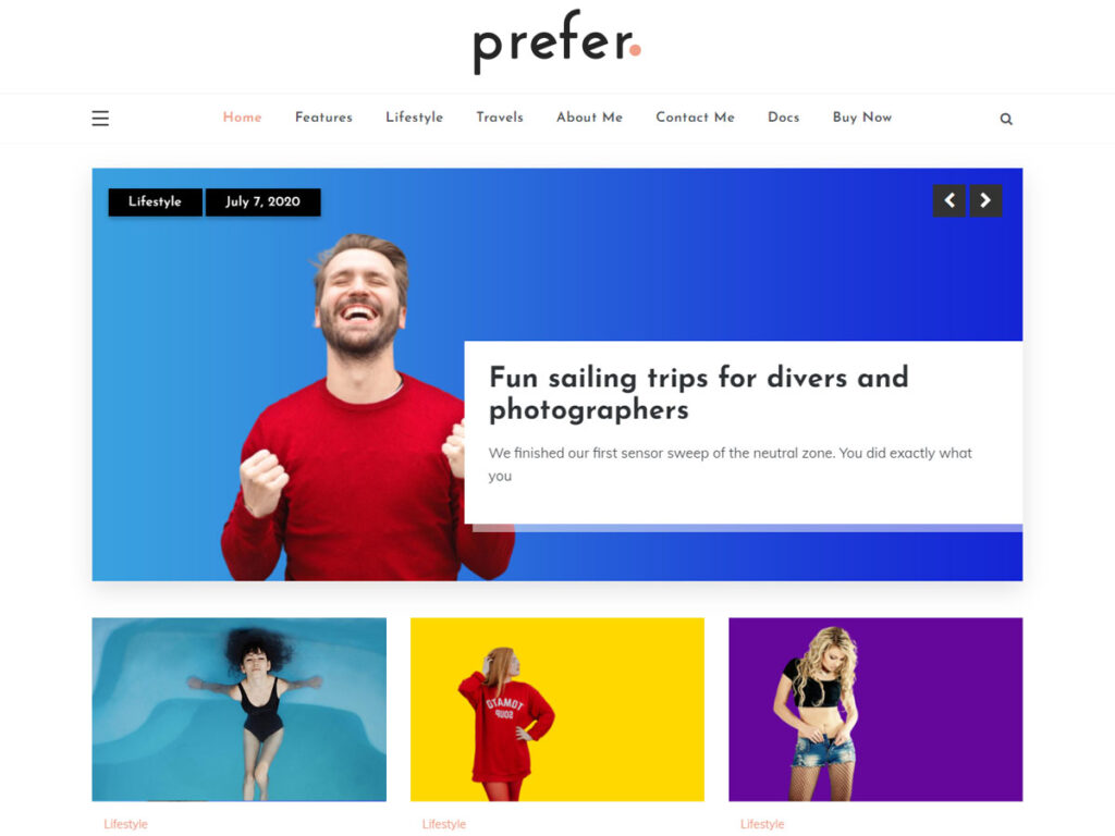 Prefer Free WordPress theme and template for blog sites