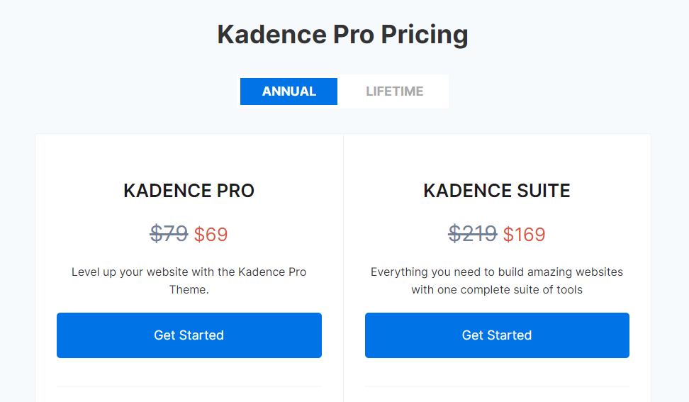Kadence Theme Pricing 