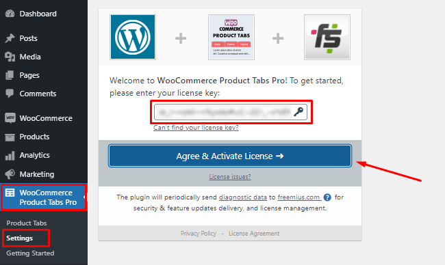Activate WordPress Plugin with WooCommerce Product Tabs