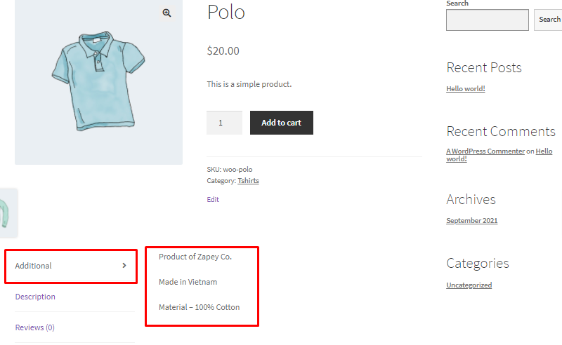 Custom Tab Appearing on Product Display Page
