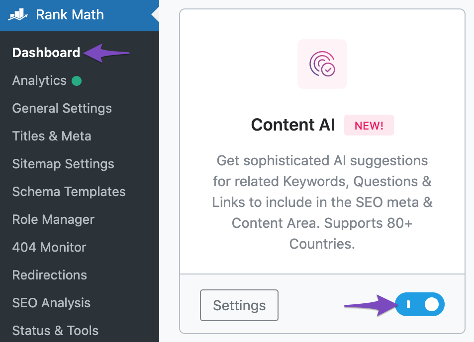 Rank Math Content AI Enable