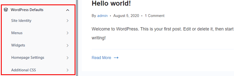 Rishi Theme WordPress Defaults
