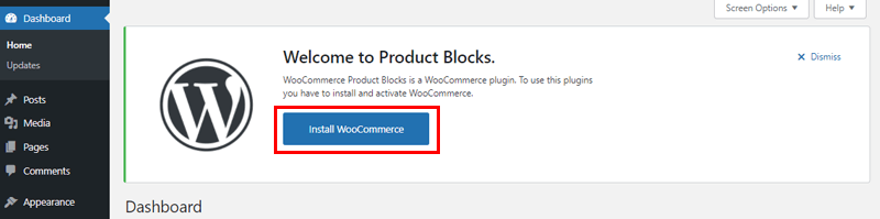 Installing WooCommerce Plugin